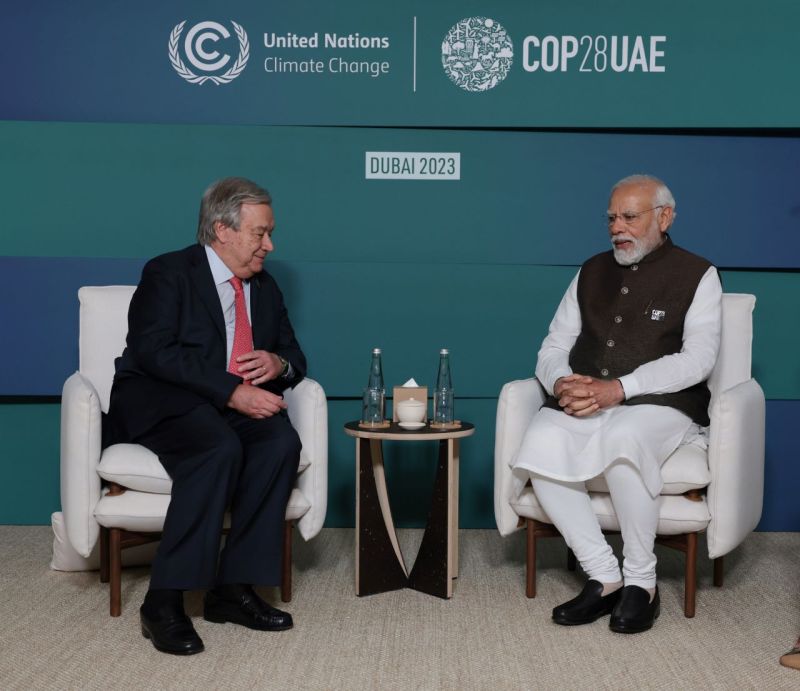 Modi and Guterres at COP28