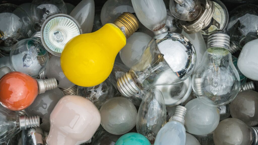 light bulbs think beyond the blue recycling bin